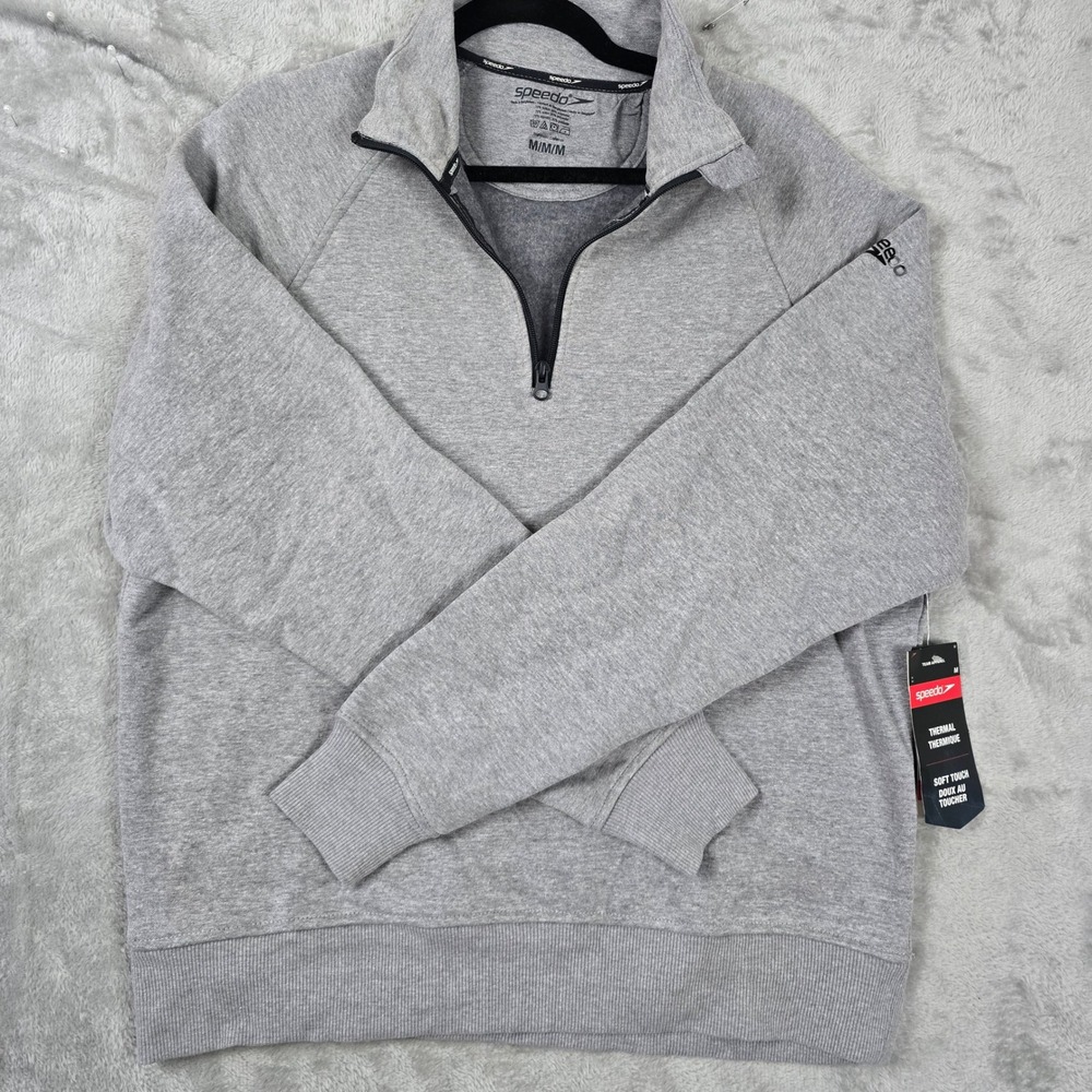 Speedo Thermal Quarter Zip Pullover Heather Grey Unisex Sweatshirt M 2000071326
